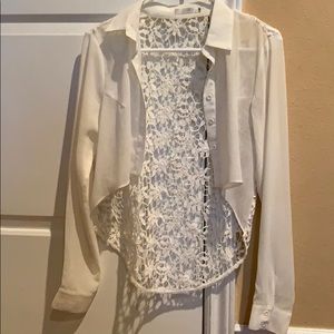White crochet cropped blouse